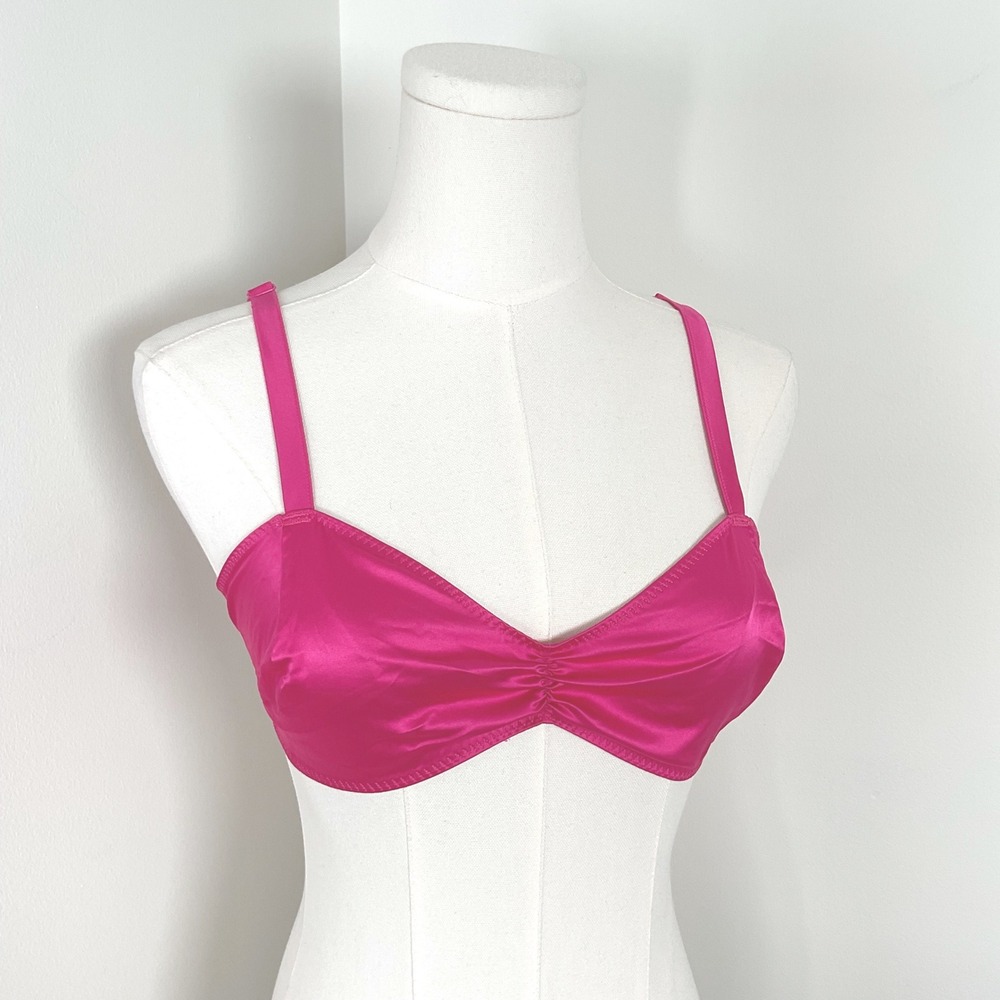 SKIMS Woven Shine Tie Back Bralette Hot Pink‎ SMALL NWT
